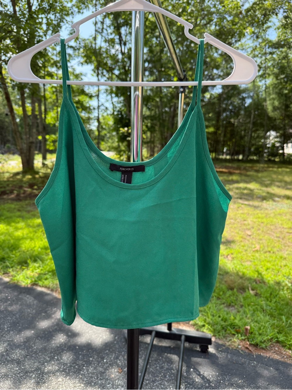 Forever 21 Green Satin Spaghetti Strap Cami
